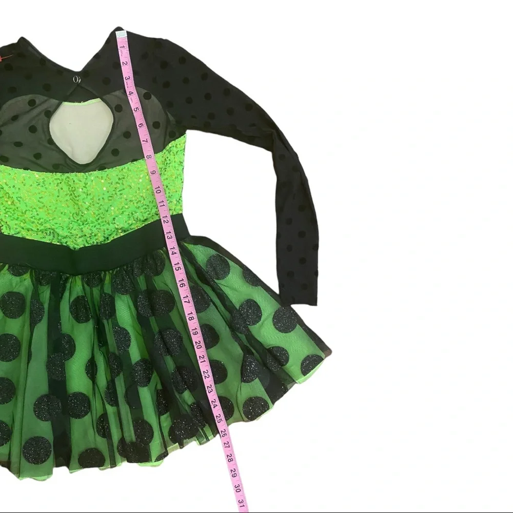 WEISSMAN Dance COSTUME Recital COMPETITION Green and Black LARGE Child 14